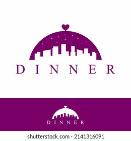 Vector illustration of dinner dish logo design, restaurant, restaurant, food court, cafe