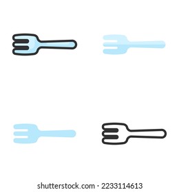 ilustración vectorial del icono del tenedor de la cena conjunto en colorido brillante, estilo de línea, lindo y kawaii.
