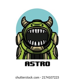 Vector illustration dino astronaut, t shirt design template
