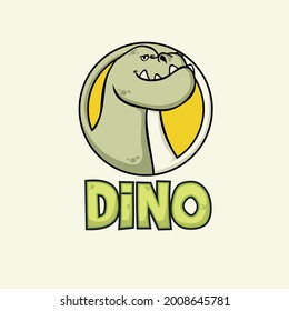 Vector Illustration Dino T-Rex Logo Cartoon Character. Cute dinosaur cartoon mascot. Awesome and Unique Logo for your playful company