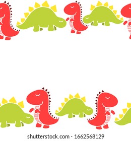 
vector illustration dinosaur border on a white background