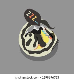 Vector illustration of a dinosaur cartoon character on a gray background.