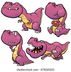 Vector Illustration Of Dinosaur Cartoon Character Set