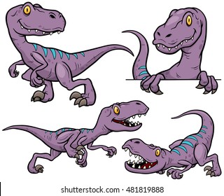 Vector illustration of Dinosaur Cartoon Character Set