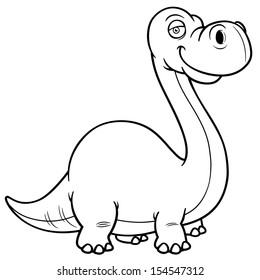 Vector illustration of Dinosaur Cartoon- Coloring  book