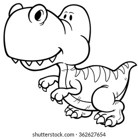 Vector illustration of Dinosaur cartoon - Coloring book