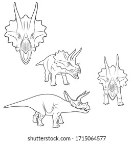 Vector illustration of dinosaur cartoon drawing with line-art on white background, 