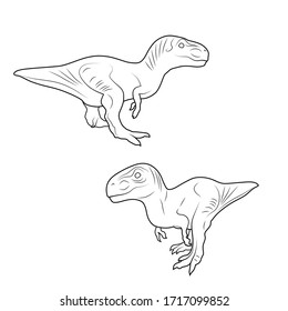 Vector illustration of dinosaur cartoon drawing with line-art on white background, 