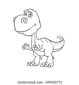 Vector illustration of Dinosaur cartoon, Isolated on white background. Coloring book.