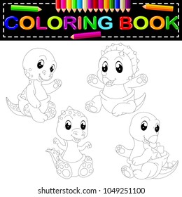 vector illustration of dinosaur coloring book
