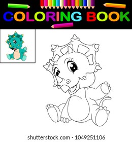 vector illustration of dinosaur coloring book