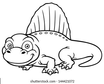 Vector illustration of dinosaur dimetrodon - Coloring book