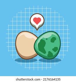 Vector illustration of dinosaur egg and chicken egg