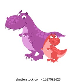 Vector illustration of dinosaur family  isolated on white 