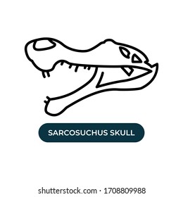 Vector illustration dinosaur head skull icon use black color with line design style