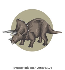 vector illustration of a dinosaur with horns to attack