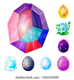 Vector illustration of dinosaur  and magic  symbol. Set of dinosaur  and fantasy stock symbol for web.