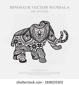 Ilustración vectorial de una mandala de dinosaurio para el libro de colorear. Dinosaur Mandala para Silhouette Cameo y Cricut.