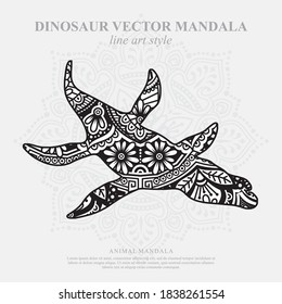 Ilustración vectorial de una mandala de dinosaurio para el libro de colorear. Dinosaur Mandala para Silhouette Cameo y Cricut.