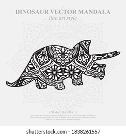 Vector illustration of a dinosaur mandala for coloring book. Dinosaur Mandala for Silhouette Cameo and Cricut.