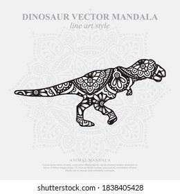 Vector illustration of a dinosaur mandala for coloring book. Dinosaur Mandala for Silhouette Cameo and Cricut.