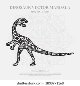 Ilustración vectorial de una mandala de dinosaurio para el libro de colorear. Dinosaur Mandala para Silhouette Cameo y Cricut.