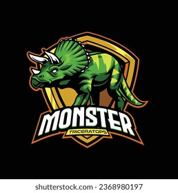 Ilustración vectorial Modelo de logotipo de mascota Dinosaur para equipo deportivo y equipo de juegos