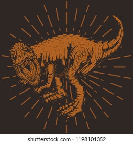 Vector illustration of a dinosaur, on a simple background. Print for t-shirts or stickers.