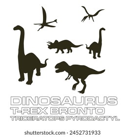 Vector illustration of dinosaur silhouette set isolated on a white background	