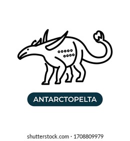 Vector illustration dinosaur simple cartoon icon use black color with line design style