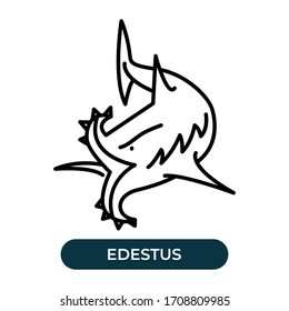 Vector illustration dinosaur simple cartoon icon use black color with line design style