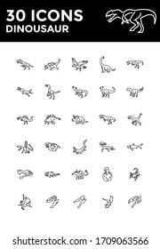 Vector illustration dinosaur simple cartoon icon use black color with line design style