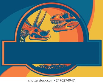 vector illustration of Dinosaur skeleton logo of jurassic park