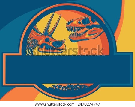 vector illustration of Dinosaur skeleton logo of jurassic park