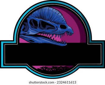 vector illustration of dinosaur skeleton on logo