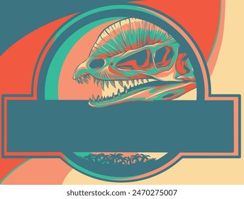 vector illustration of dinosaur skeleton on logo