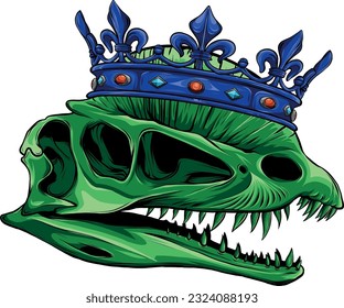 Vector illustration of dinosaur skull with skull