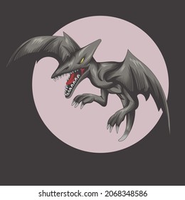 vector illustration of a dinosaur that can fly with its wings