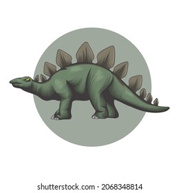 vector illustration of a dinosaur that has horns on its back