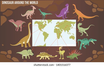 Vector illustration of Dinosaur type of the world