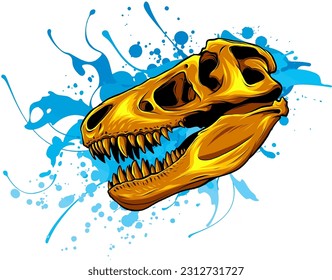 vector illustration of Dinosaur tyrannosaurus head skull