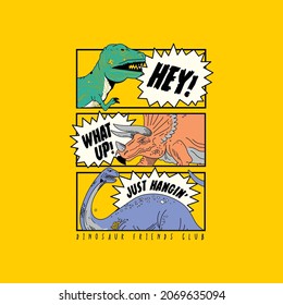 Vector illustration of dinosaur wearing sunglasses t-rex with leaves
