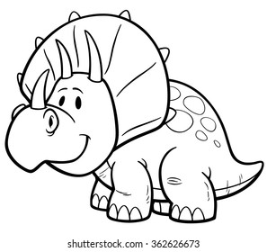 Vector illustration of Dinosaurs cartoon - Coloring book