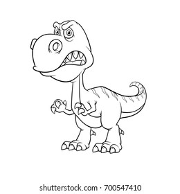 Vector illustration of Dinosaurs cartoon, Isolated on white background. Coloring book.