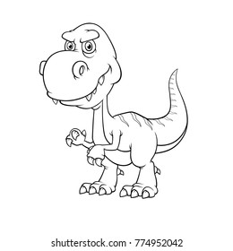 Vector illustration of Dinosaurs cartoon, Isolated on white background. Coloring book.