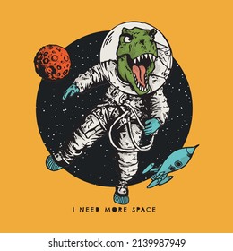 Vector illustration of dinosaurs with space and typography. For boys t-shirts