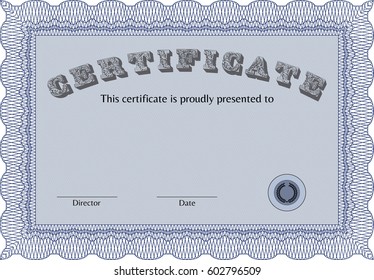 Vector illustration of Diploma certificate icon in blue.
