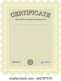 Vektorgrafik von Diploma oder Zertifikatsvorlagensymbol in Gelb.
