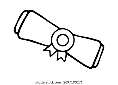 Ilustración vectorial de un diploma en estilo doodle