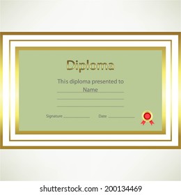 Vector illustration of Diploma, green background